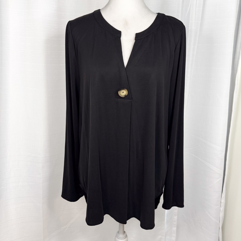 Soft Surroundings Tia Long Sleeve Tee M Black Modal Tunic Top NWT